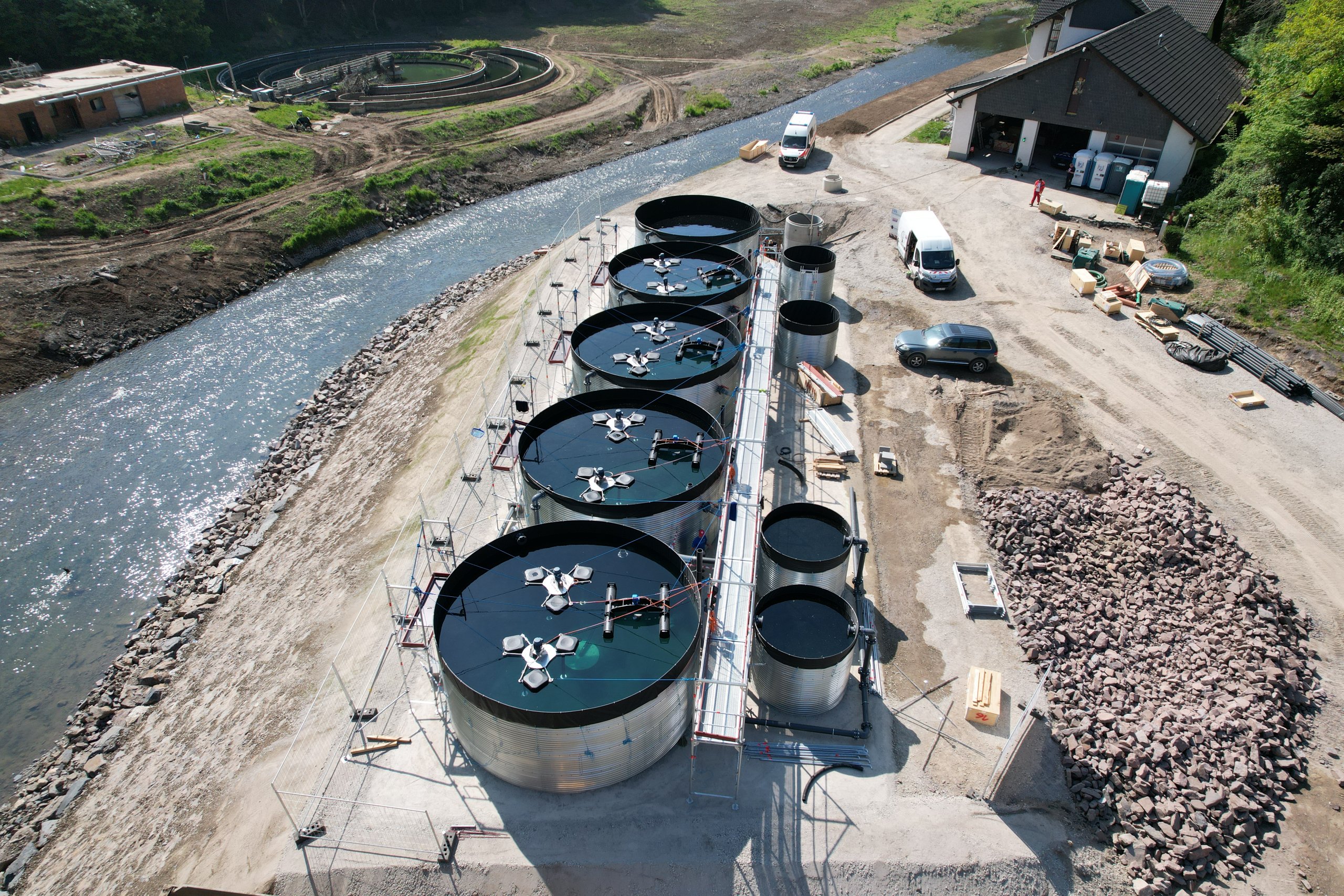 Aerial view of a modular wastewater system (MWS) by Butek Tanks