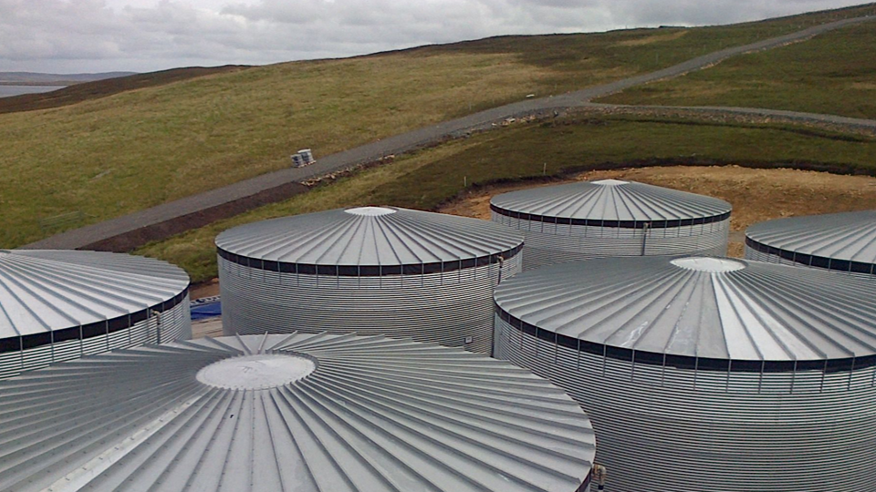 Image of steel tanks in the Shetland Isles