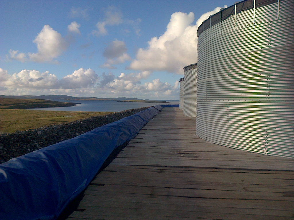 Image of steel tanks on the Shetland Isles