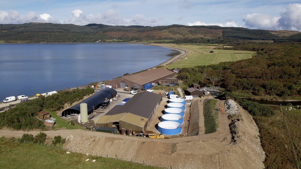 Aerial view of coastal tank facility